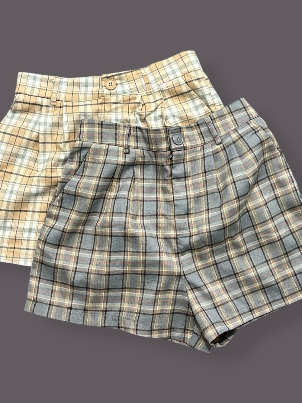 Full Tilt Plaid Shorts Bundle Set of 2 High Waisted Pleated Academia Vintage